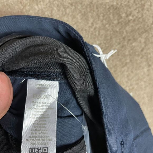 Everlane Chino Pants Mens Size 38 x 28 Navy Slim Stretch Performance Casual NEW - Picture 9 of 12